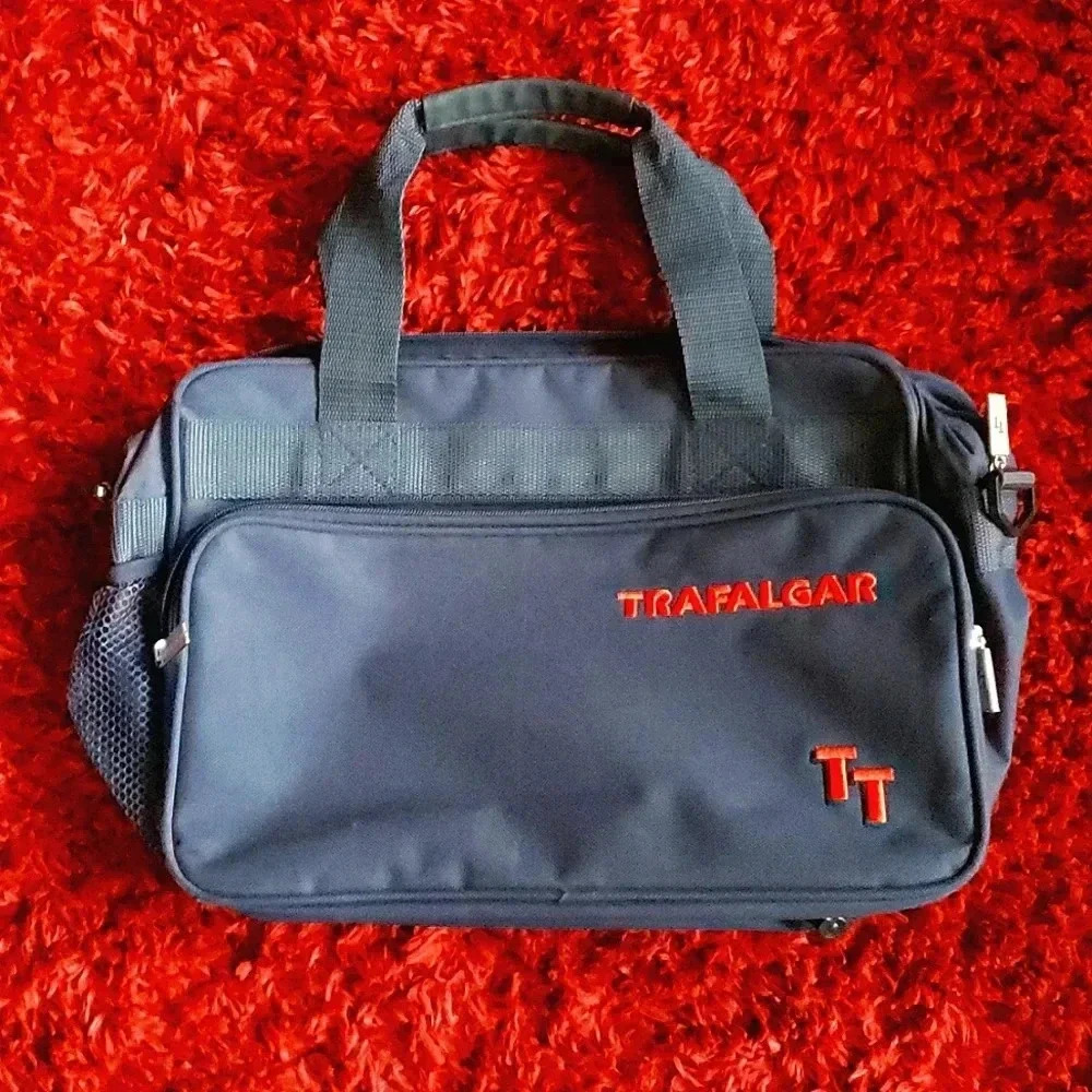 Vintage Trafalgar carry on luggage tote Bag With handles Blue